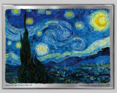 명화 예시: 반 고흐의 별이 빛나는 밤을 강판에 인쇄한 포스아트 작품